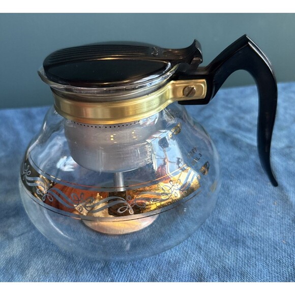 Vintage Retro Cory Glass Coffee Percolator 50s-60s Bakelite Gold Accents MCM - Picture 3 of 11